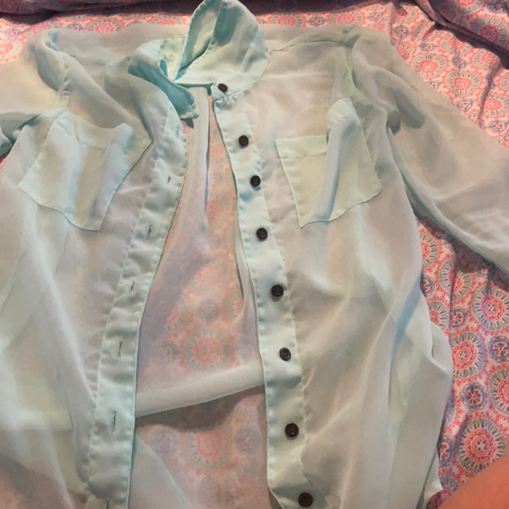 Xtra small Sheer long sleeve button down